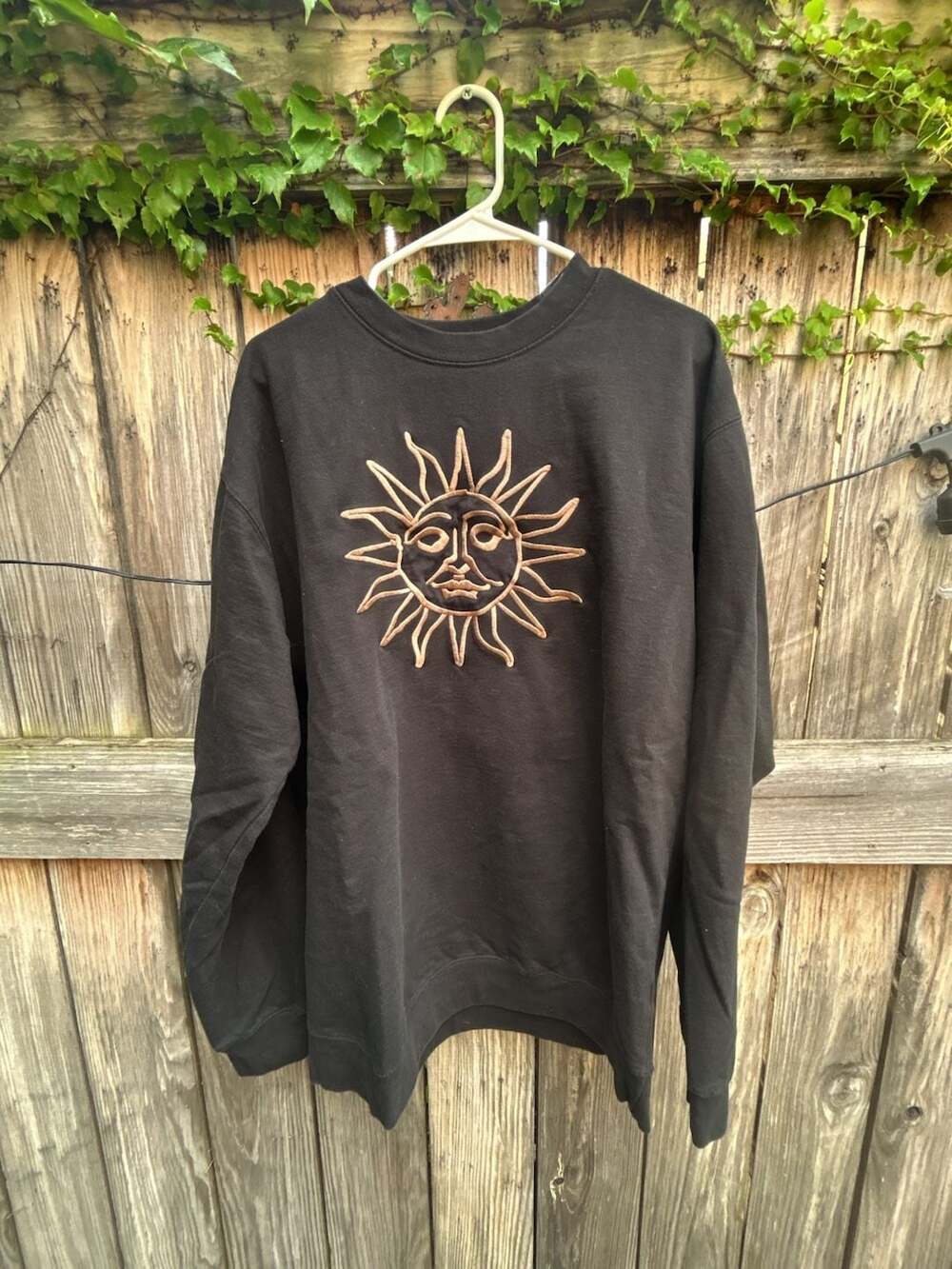 Tears For Fears Black Embroidered Sun Celestial Crewneck Sweatshirt